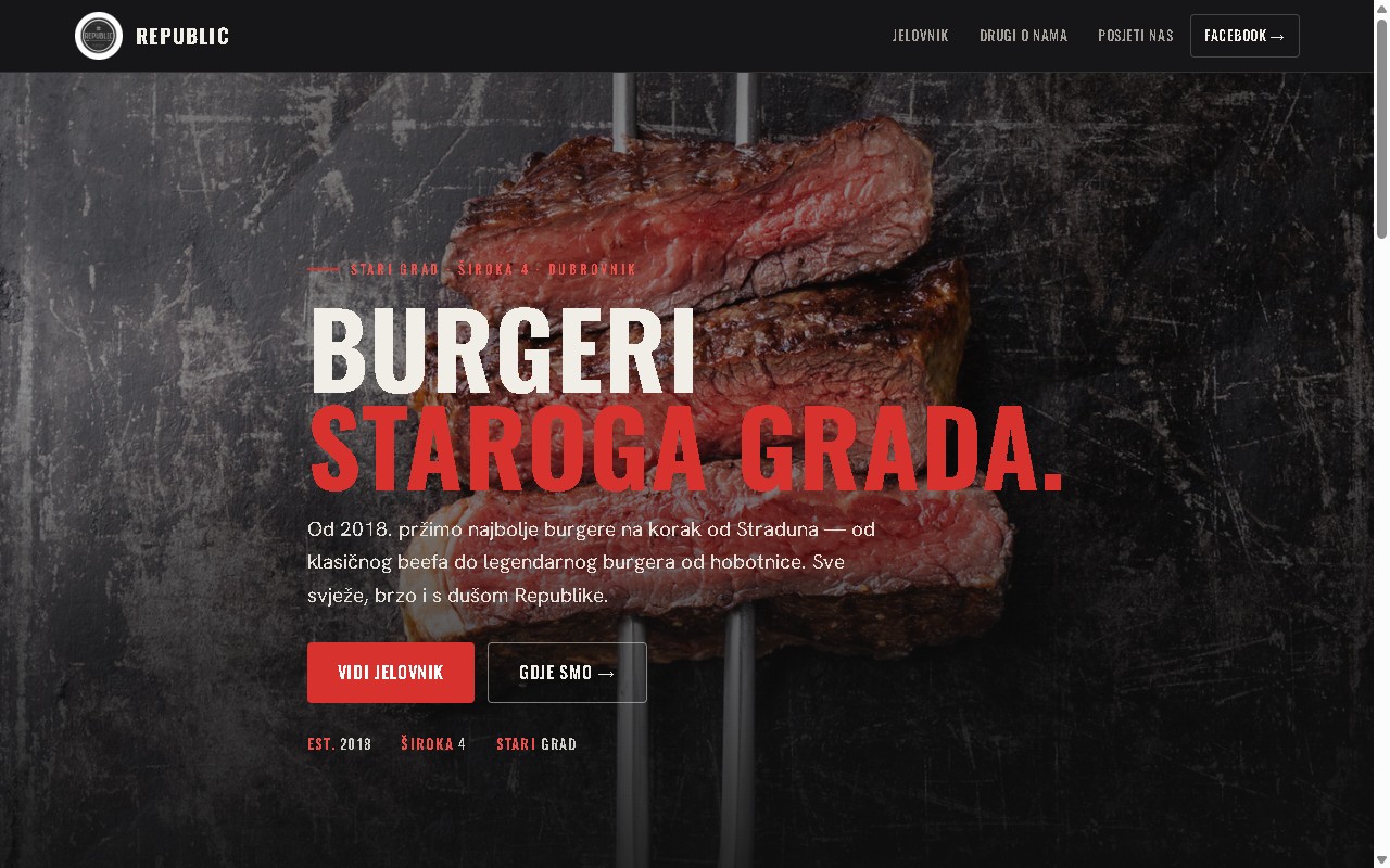 Demo stranica za Fast Food Republic, Dubrovnik